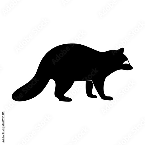 Stylized silhouette of a raccoon, vector illustration, simple and elegant