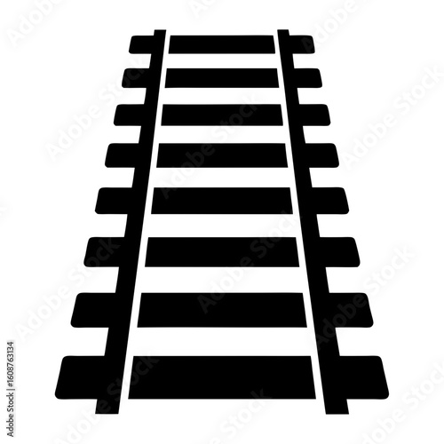 A minimalist illustration of railroad tracks receding into the distance providing perspective