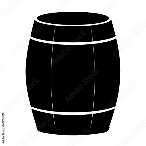 Silhouette of a Wooden Barrel Used for Aging Beverages and Storage