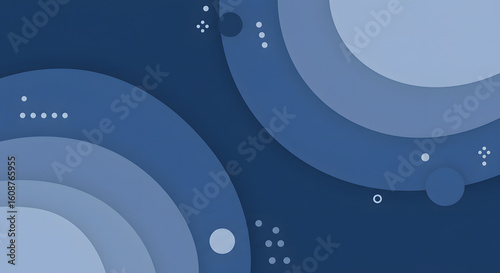 Modern abstract background with layered concentric circles in shades of blue. A minimalist graphic illustration for technology or business presentations.