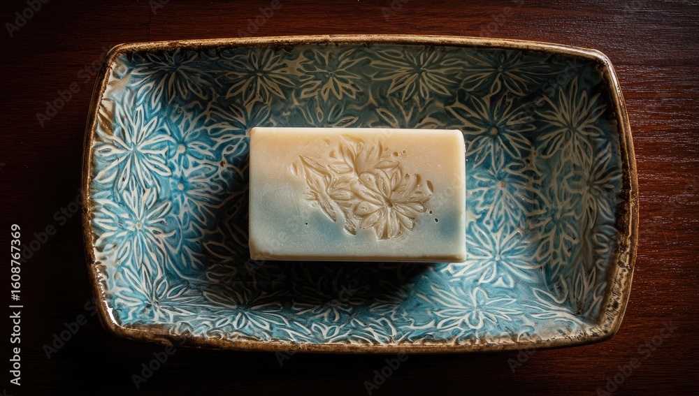 Fototapeta premium Rectangular soap in a decorative dish