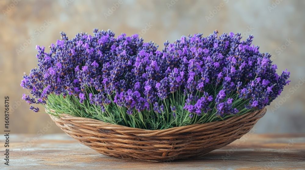 Fototapeta premium Lavender bouquet in a basket