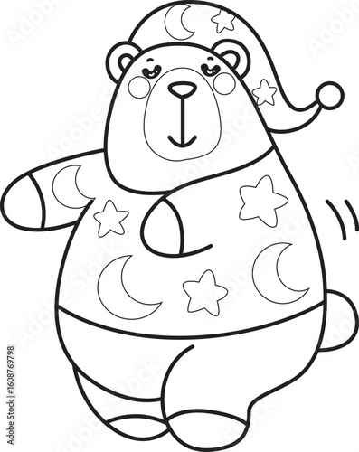 Illustration of cute bear icon.
Funny bear in daily activities elements.
Coloring pages of cute bear icon.