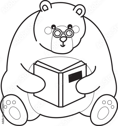 Illustration of cute bear icon.
Funny bear in daily activities elements.
Coloring pages of cute bear icon.