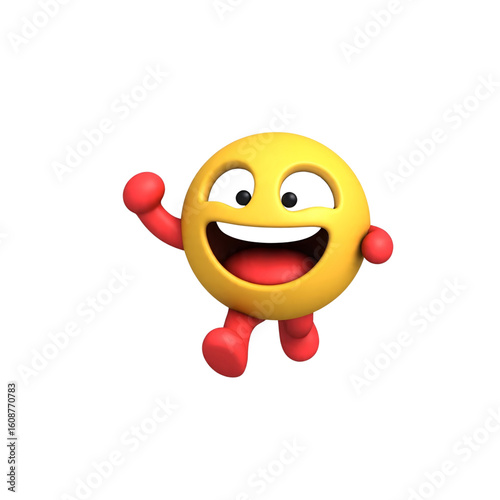 happy smiley face with heart 3D
