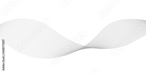 Abstract Smooth white wave digital geometric Technology, data science frequency gradient lines on transparent background. Undulate Grey Wave Swirl, frequency sound wave, twisted curve lines.