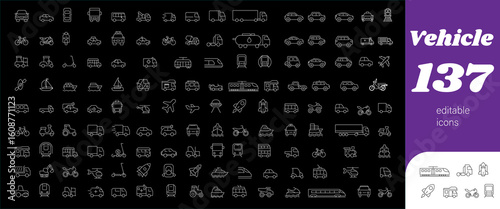 Vehicle icon set | Icon set for land vehicle, aircraft,watercraft | Technology icon se| Educational icon set | Transport Icon set | White color icon set | Icon set for presentation, media, websites
