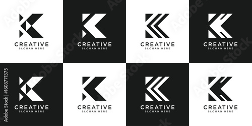 set of initials letter K abstract logo vector design