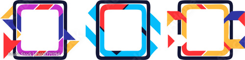 Abstract Colorful Geometric Square Frames; Modern Design Elements;  Vibrant, Playful Mood.