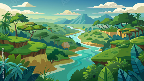 aerial view of the amazon rainforest landscape