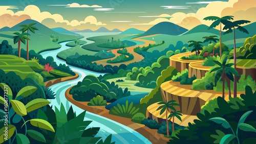 aerial view of the amazon rainforest landscape