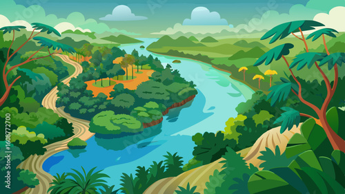 aerial view of the amazon rainforest landscape