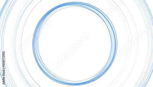 Abstract concentric circles of light blue on white background