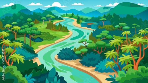 aerial view of the amazon rainforest landscape