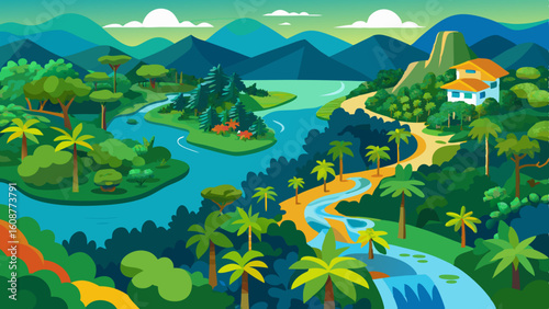 aerial view of the amazon rainforest landscape