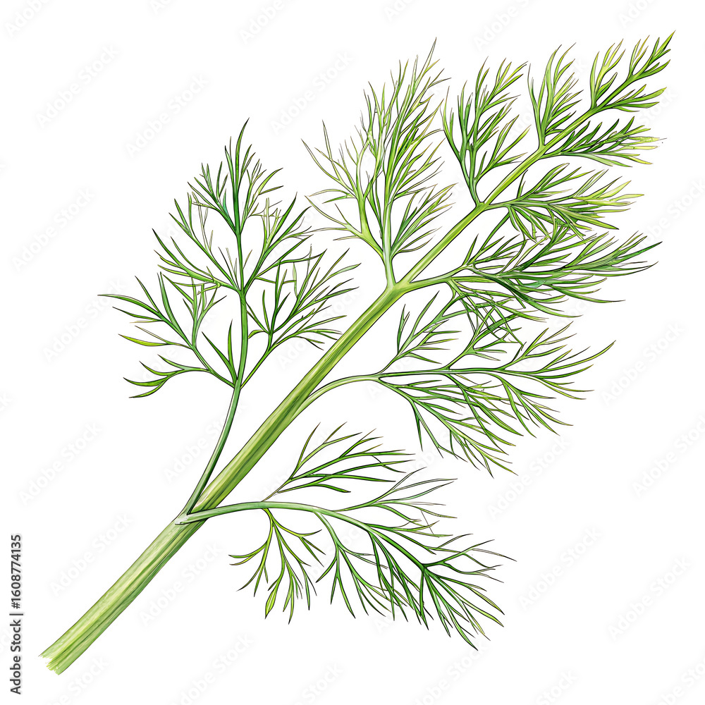Naklejka premium Fresh Dill Garnish for Festive Appetizers in Nature-inspired Illustration
