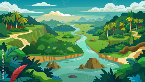 aerial view of the amazon rainforest landscape