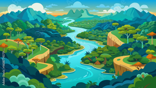 aerial view of the amazon rainforest landscape