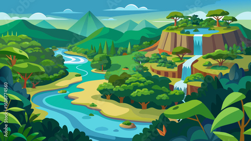 aerial view of the amazon rainforest landscape