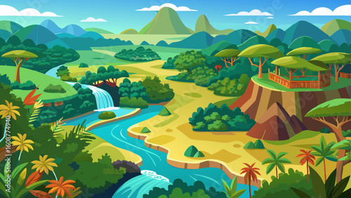 aerial view of the amazon rainforest landscape