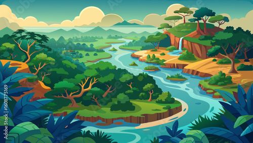 aerial view of the amazon rainforest landscape