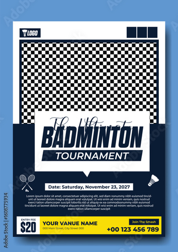 Badminton Tournament Poster Design for Sports Event in 2027