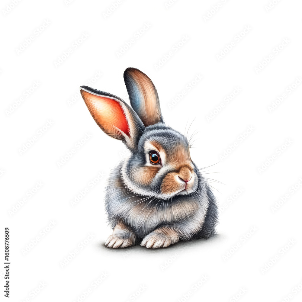 Obraz premium Rabbit is sitting on a white background