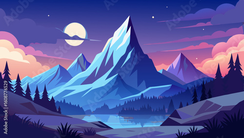 beautiful mountain landscape white nights or mid
