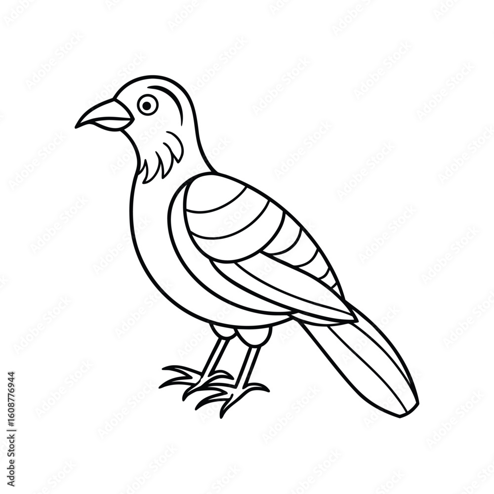 Fototapeta premium Bird line art, Bird line drawing, cute bird outline