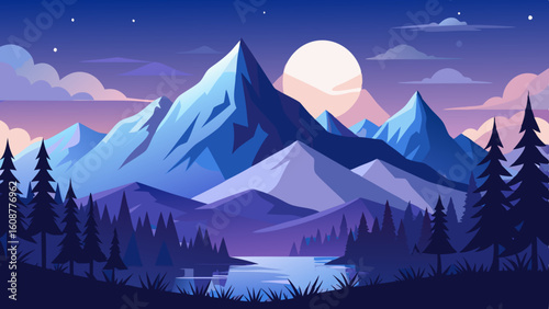 beautiful mountain landscape white nights or mid