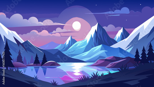beautiful mountain landscape white nights or mid