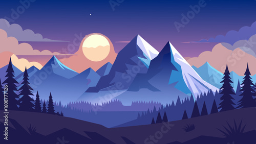 beautiful mountain landscape white nights or mid