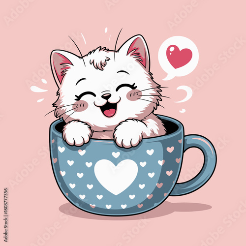 Cat with Coffee Cup