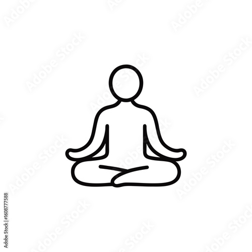 Minimalist Yoga Icon A Person in Lotus Position Promoting Wellness and Mindfulness with Simple Line Art Design Emphasizing Serenity