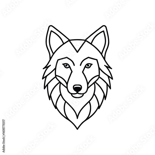 Wolf head line art, wolf clipart, animal wolf