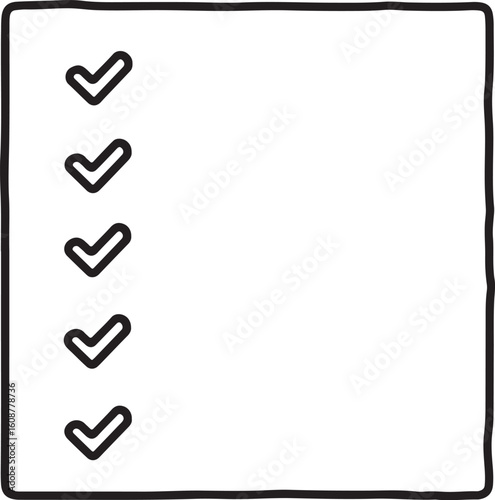 Black and white illustration of a checklist silhouette isolated on transparent background