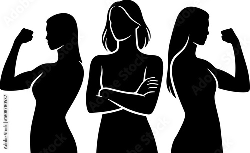 Silhouette Vector of Strong Woman Standing Tall – Symbol of Empowerment