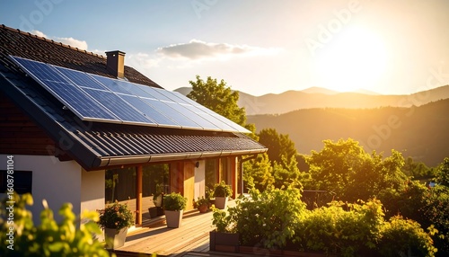 House with solar panels on a sunny day