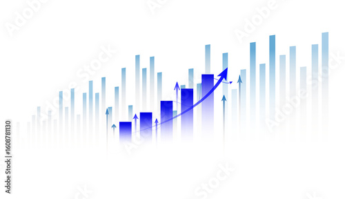 business graph finance growth with arrow up transparent background. isolated growth arrow illustration design on financial background.