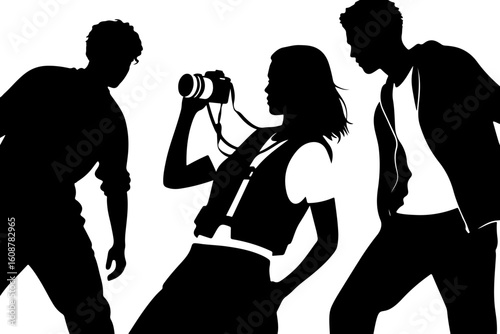 Silhouette Vector of Photographer with Camera – Capturing the Moment