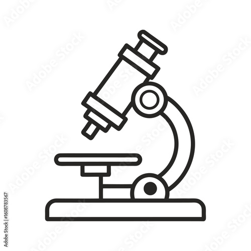 Microscope vector outline illustration.