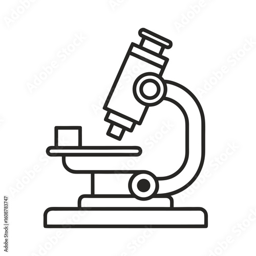 Microscope vector outline icon. Laboratory microscope outline vector illustration.