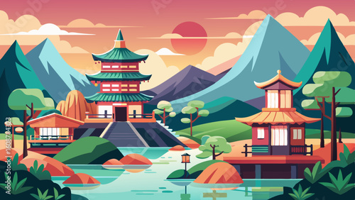 landscape of japanese natural views with japanese