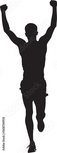 Determined runner silhouette in motion isolated on transparent background
