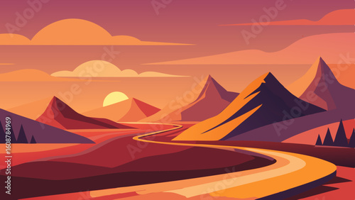 minimal style design of an abstract landscape
