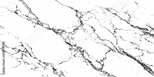 A high-resolution, close-up shot of a white marble or quartz surface with prominent, intricate black veining. The pattern should suggest natural stone,ideal for countertops, flooring,or wall cladding.