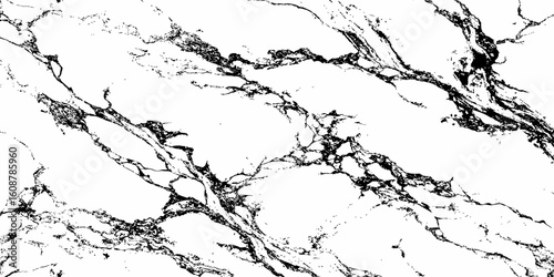 Create a high-resolution, seamless white marble texture with intricate black veining patterns. The design should evoke elegance and natural stone aesthetics,