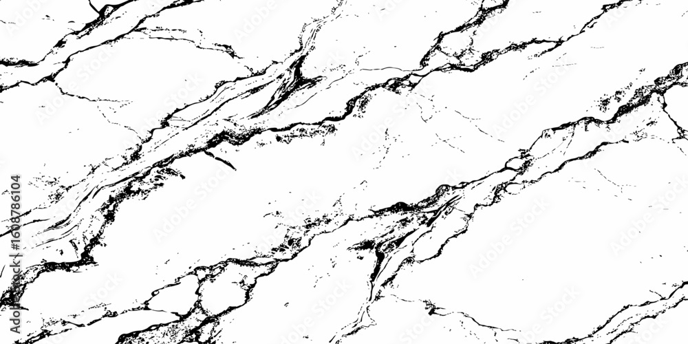 Obraz premium Create a high-resolution, seamless white marble texture with intricate black veining patterns. The design should evoke elegance and natural stone aesthetics,