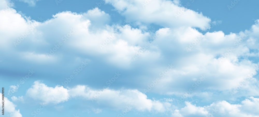 Naklejka premium The serene clouds drifting across a bright blue sky