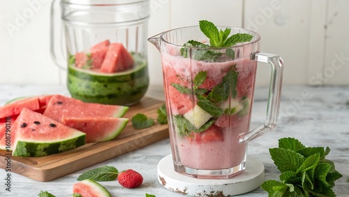Wallpaper Mural Blend watermelon, coconut water, and mint for a refreshing summer drink perfect for warm days Torontodigital.ca
